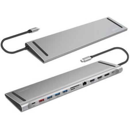 LogiLink USB 3.2 Gen2 Docking Station, USB-C, 12-Port, PD, silver