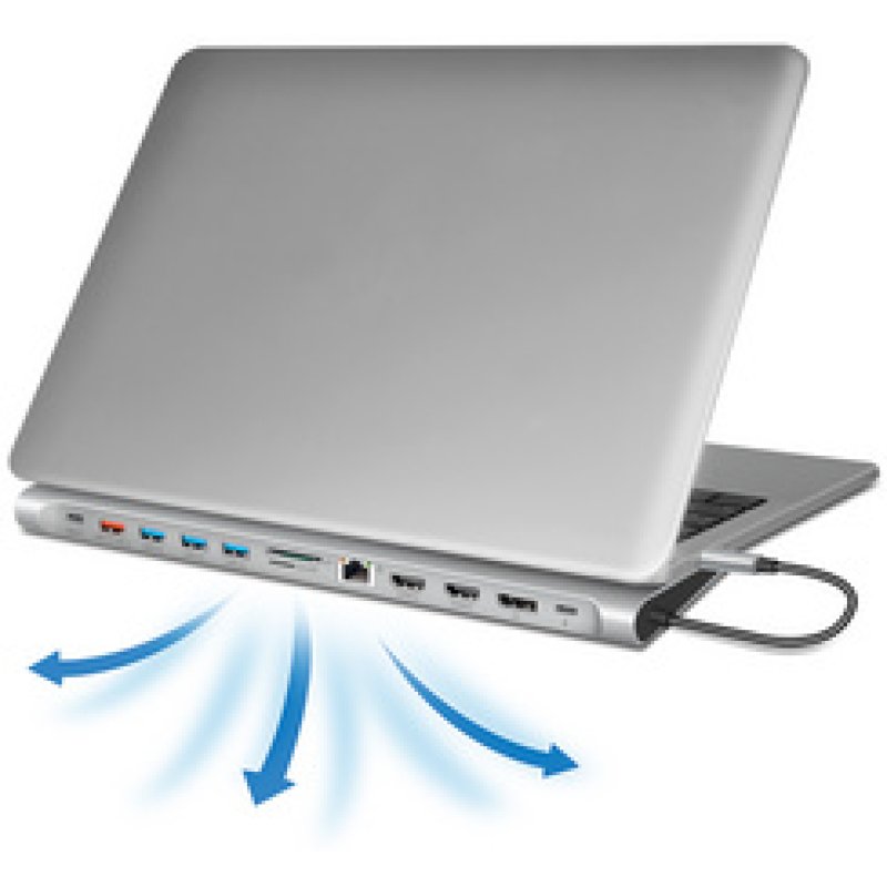 LogiLink USB 3.2 Gen2 Docking Station, USB-C, 12-Port, PD, silver