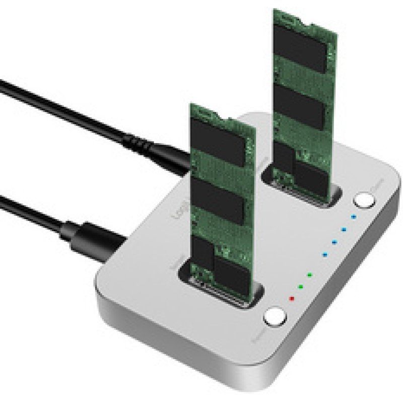 LogiLink USB 3.2 Gen2 Quickport, 2-Bay, for M.2 NVMe SSD, clone-function