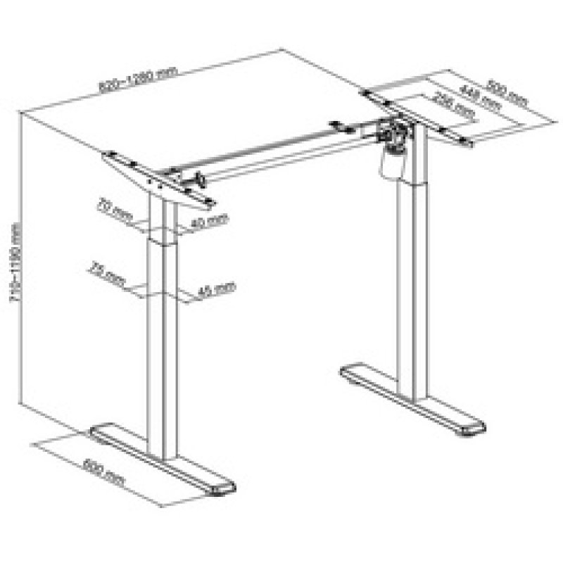 LogiLink Sit-Stand desk frame, single motor, easy-use controller, black