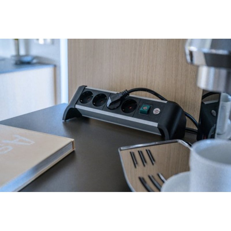 brennenstuhl Tisch-Steckdosenleiste Alu-Office-Line, 4-fach
