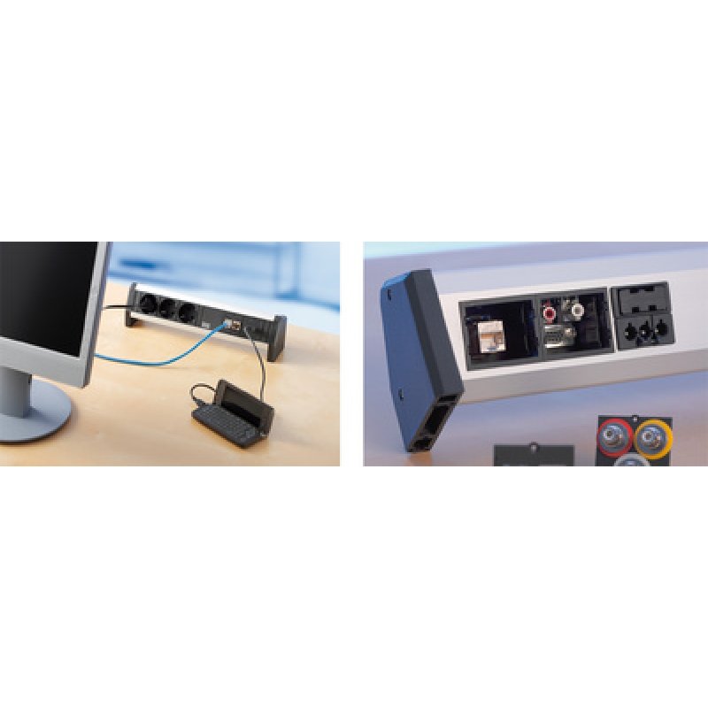 BACHMANN Steckdosenleiste DESK, 3-fach, Aluminium