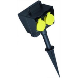 BACHMANN Gartensteckdose mit Erdspieß, 2-fach, schwarz