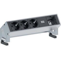 Bachmann DESK 2 multiprise 0,2 m 3 sortie(s) CA Noir, Acier inoxydable