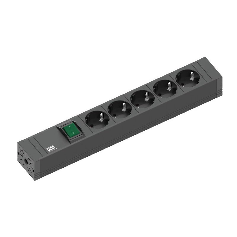 Bachmann 420.0013 power extension 2 m 5 AC outlet(s) Indoor Black