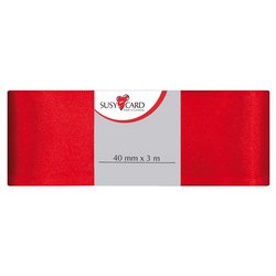 SUSY CARD Ruban cadeau "Doppelsatin", 40 mm x 3 m, rouge