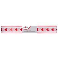 SUSY CARD Ruban cadeau "petit coeur", 15 mm x 2 m, rouge/