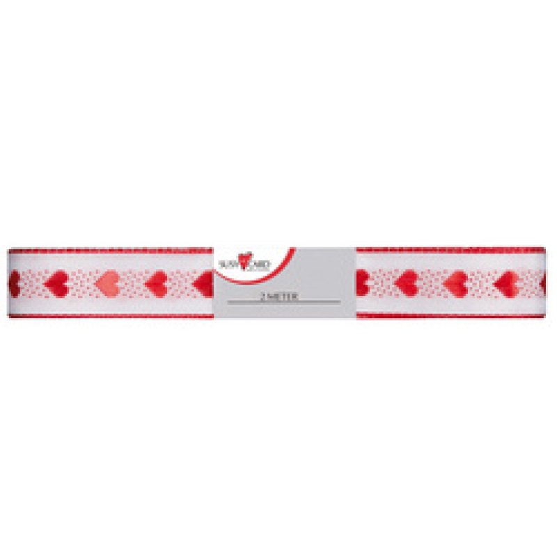 SUSY CARD Ruban cadeau "petit coeur", 15 mm x 2 m, rouge/