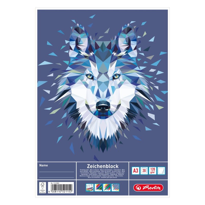 Herlitz 11415882 bloc-notes A3 20 feuilles Multicolore