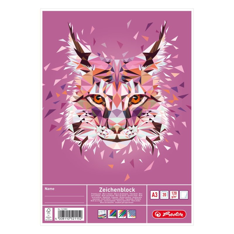 Herlitz 11415882 bloc-notes A3 20 feuilles Multicolore