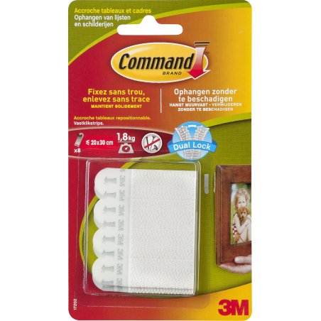 3M Command Languettes accroches tableaux, taille: S, blanc