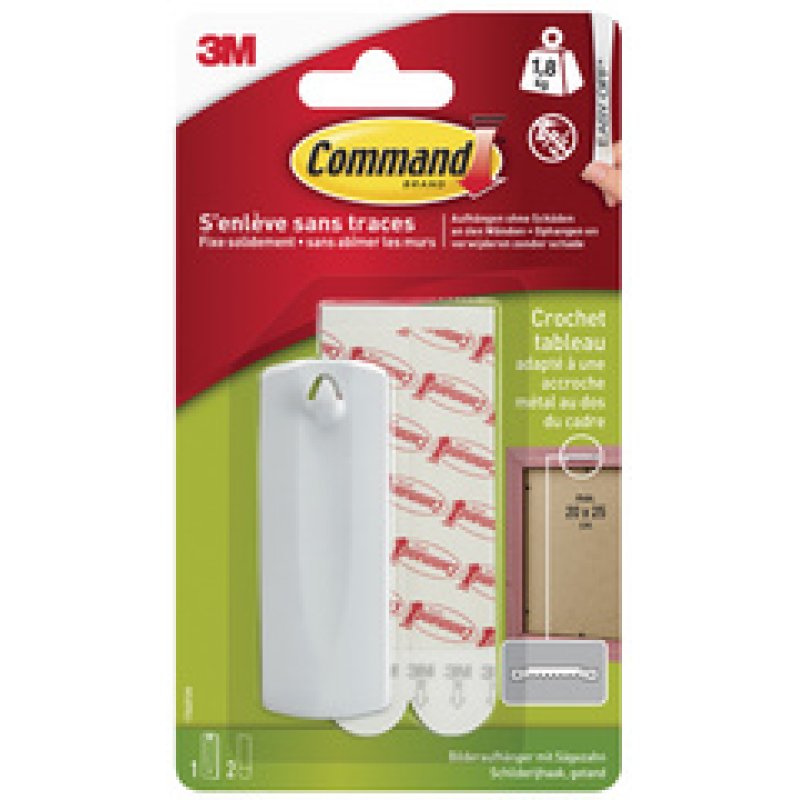 3M Command Crochet en dents de scie pour tableaux, blanc