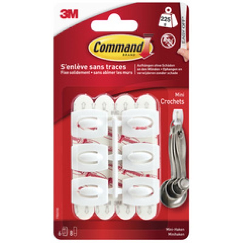 3M Command Mini-crochet, plastique, taille: S, blanc