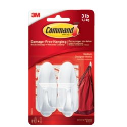 3M Command Crochet design, plastique, taille: M, blanc