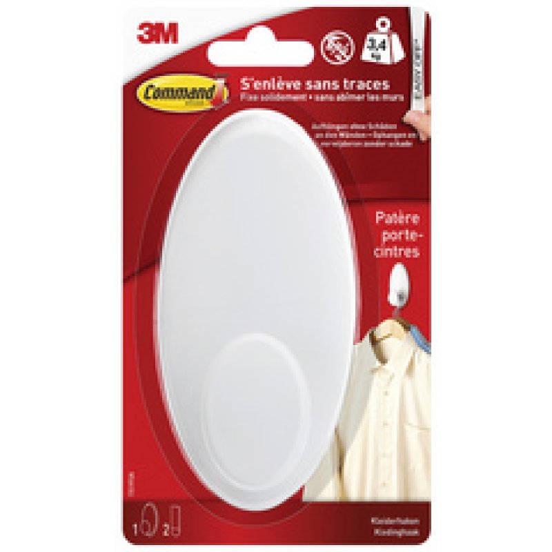 3M Command Crochet pour vêtement, plastique taille XL blanc