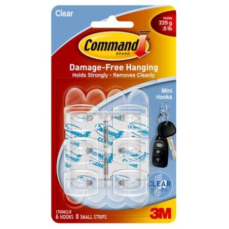 3M Command Mini-crochet, plastique, taille: S, transparent