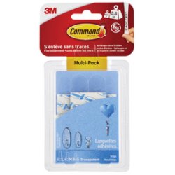 3M Command Recharge languette adhésive, transparent, assorti