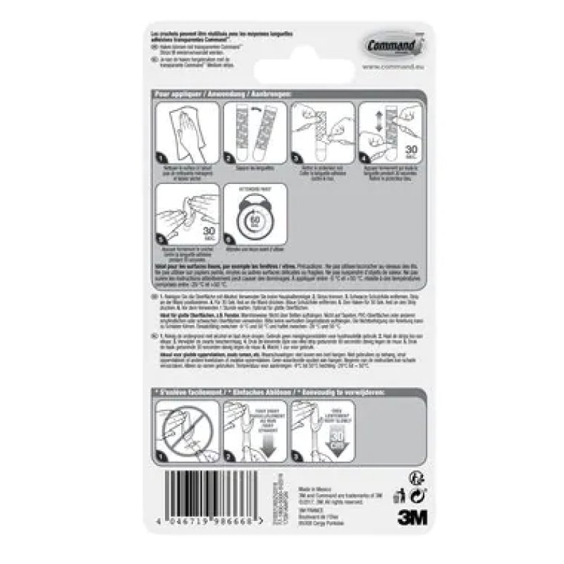 3M 17091AWFGN home storage hook Outdoor Utility hook Transparent 1 pc(s)