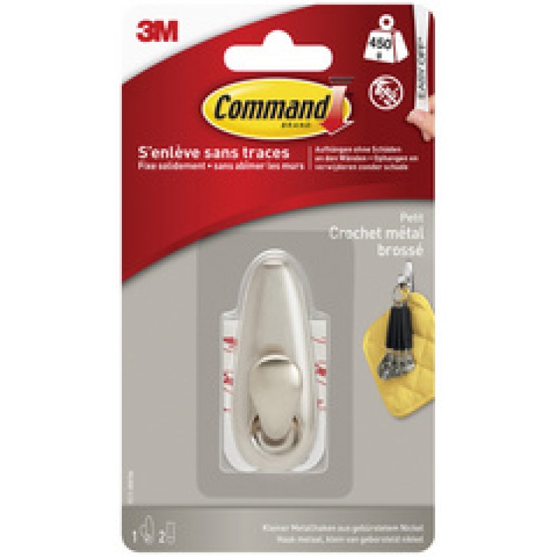 3M Command Crochet en métal "Classic", taille: L, argent