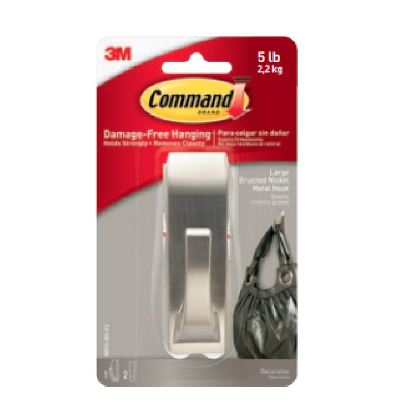 3M Command Crochet en métal "Modern", taille: L, argent