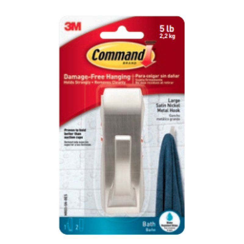 3M Command Crochet pour salle de bain métal "Modern", argent