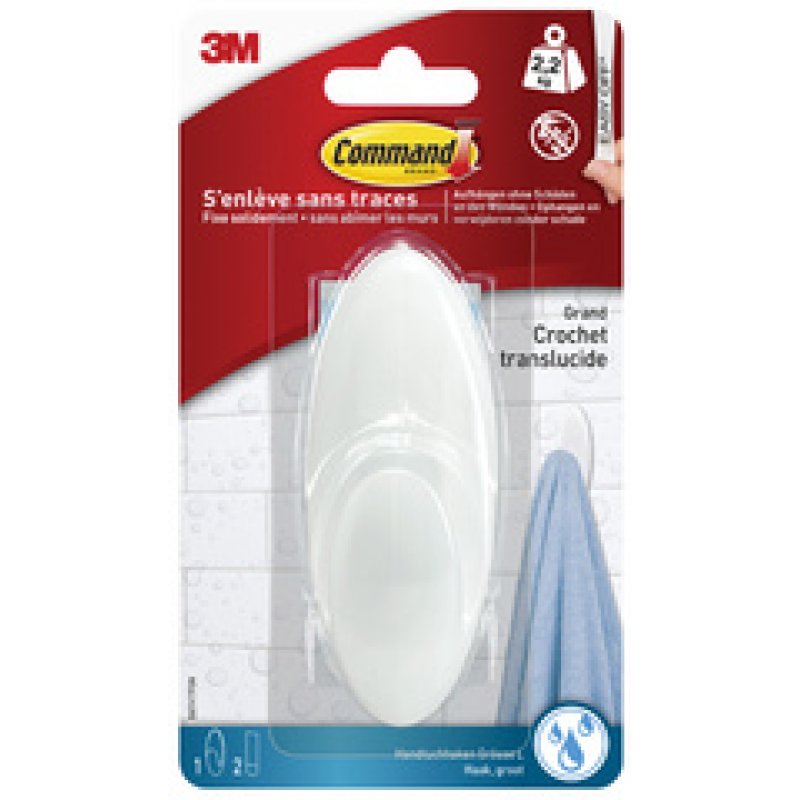 3M Command Crochet pour salle de bain, plastique, blanc