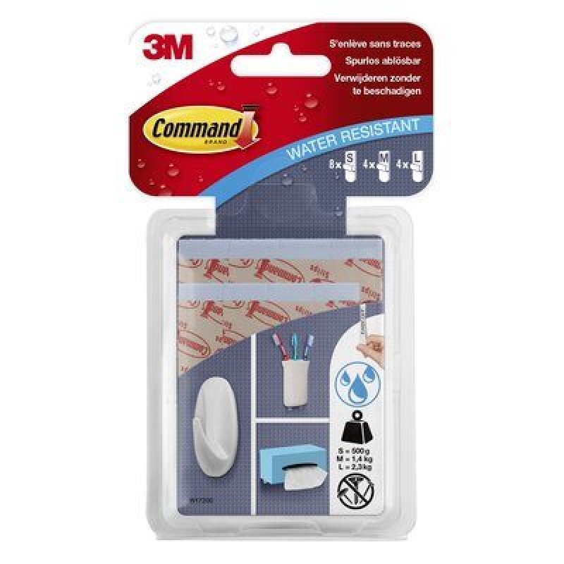 3M Command Languette adhésive pour salle de bain, assorti