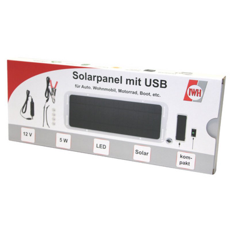 IWH Chargeur de batterie solaire pour voiture 12 V / 5 watts