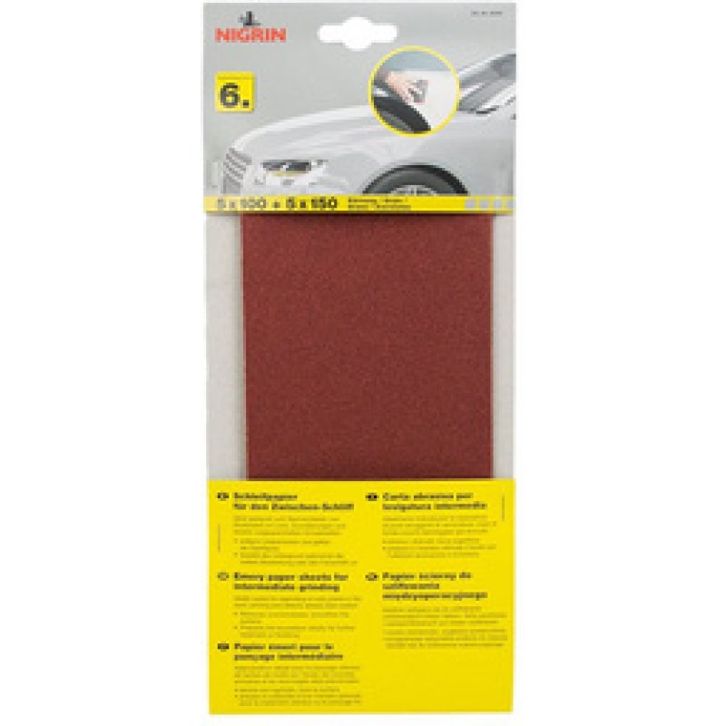 NIGRIN Papier émeri, ponçage intermédiaire, grain P100/150