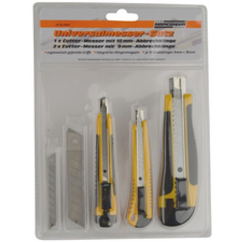 BRÜDER MANNESMANN Kit de cutters, 3 pièces, noir / jaune