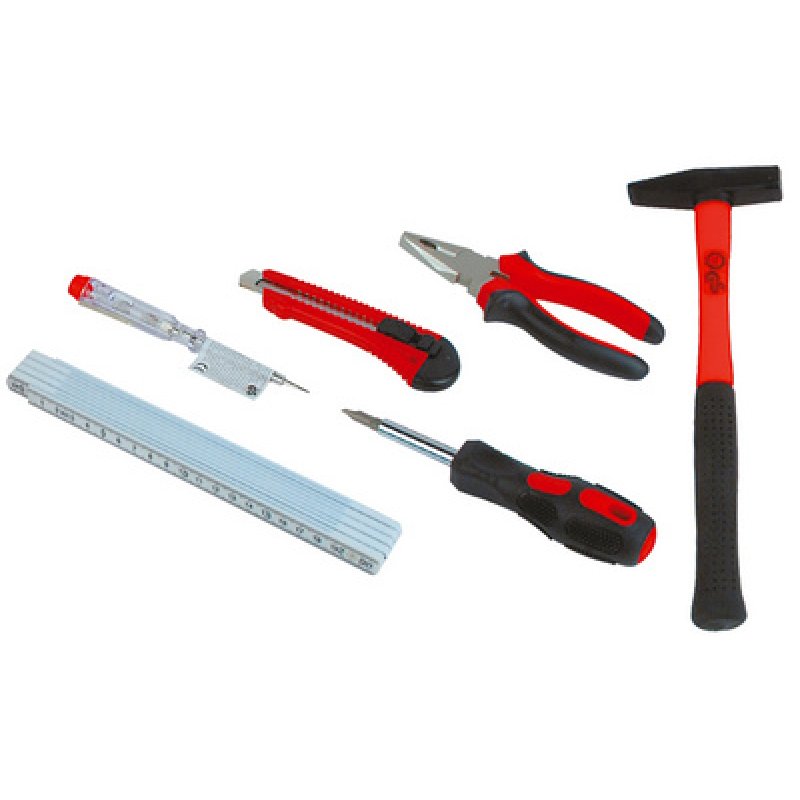 BRÜDER MANNESMANN Sac avec kit d'outils 7 pièces, noir/rouge