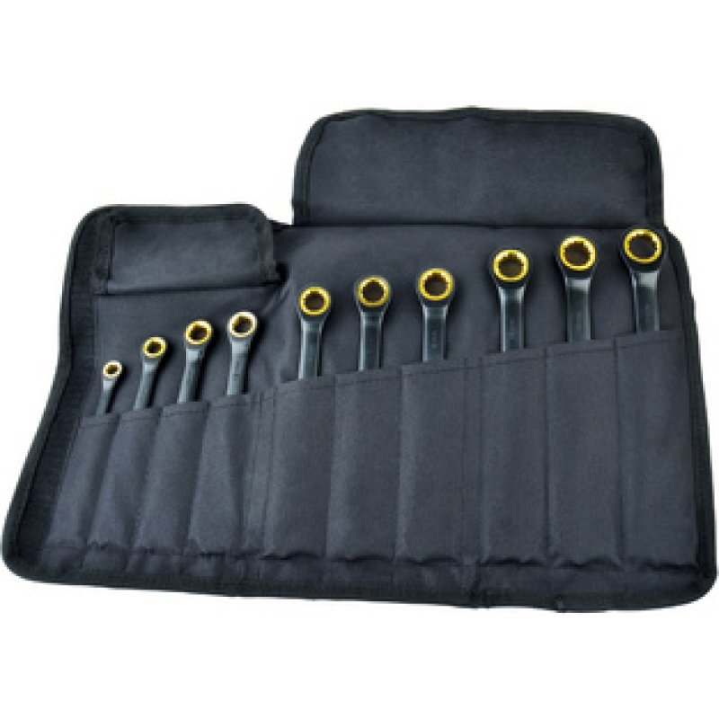 QUANTOOL Jeu de clés mixtes à fourche à cliquet, 10 pièces