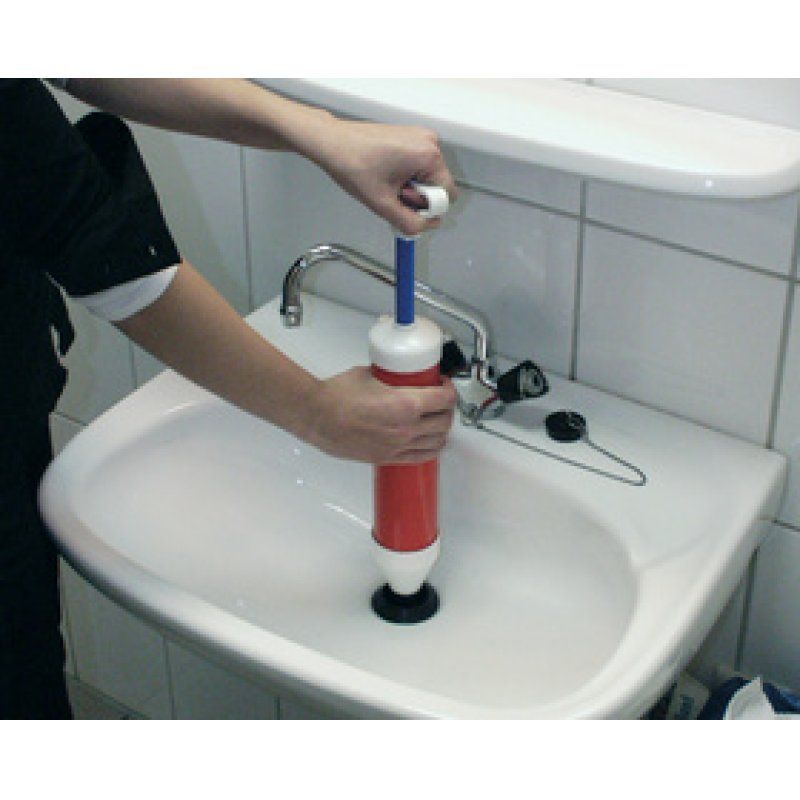 BRÜDER MANNESMANN Pompe de débouchage d'évier, blanc/rouge