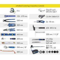 HEYTEC Sac à dos d'outils "couvreur", équipé, 50 pièces