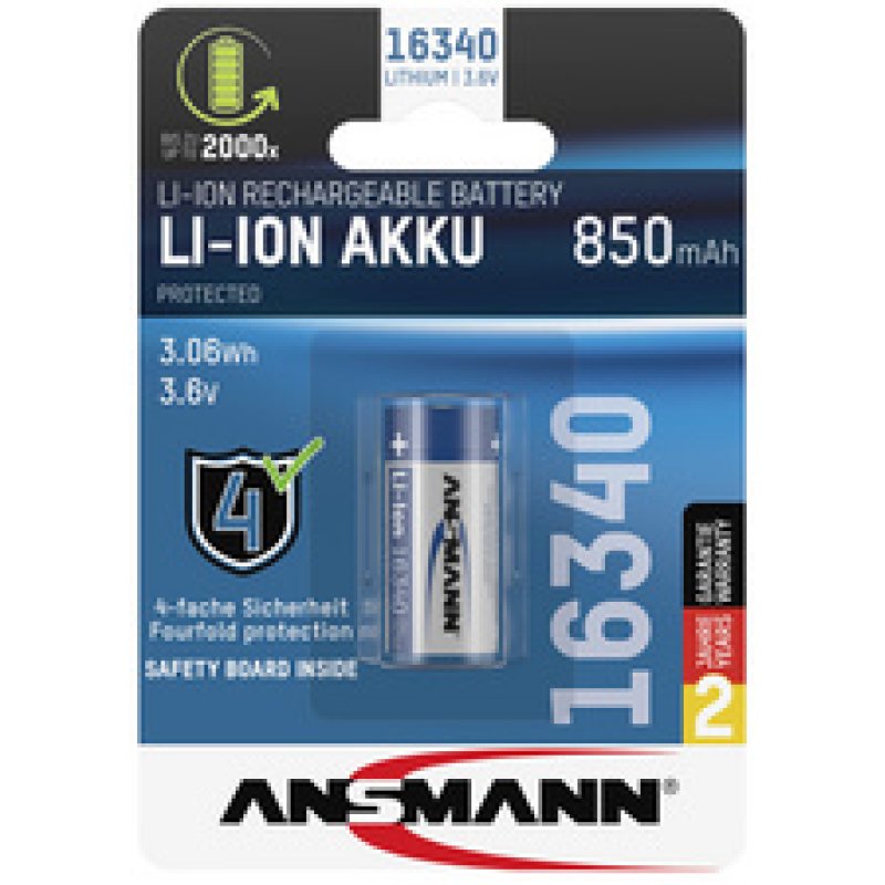 ANSMANN Pile rechargeable Li-Ion 16340, 3,6 V, 850 mAh