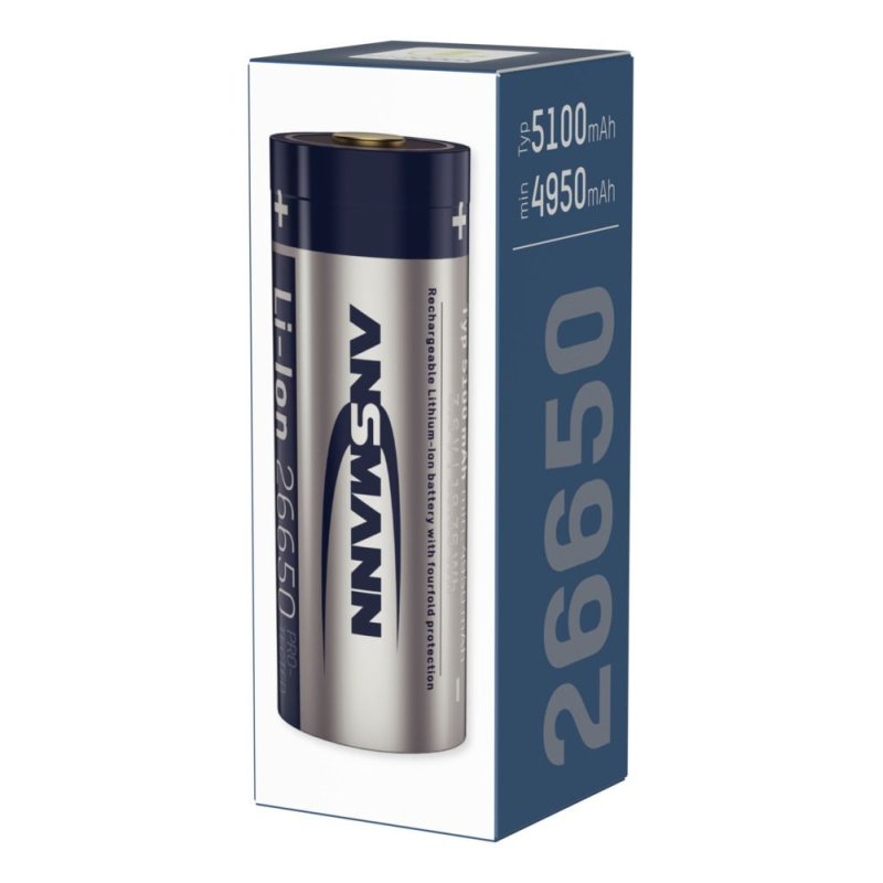 ANSMANN Pile rechargeable Li-ion 26650 avec USB-C femelle