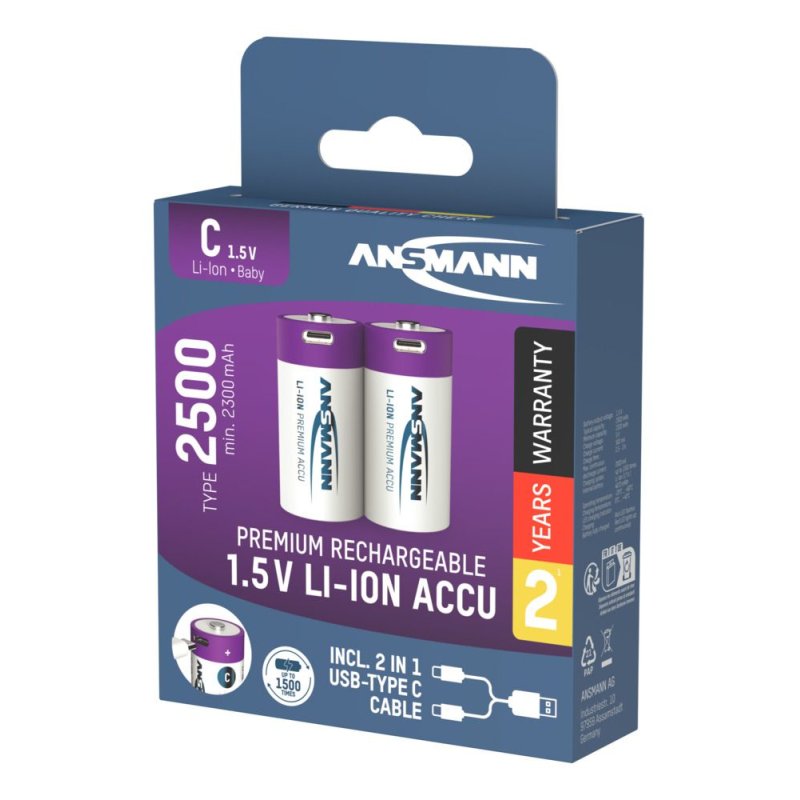 Ansmann 1313-0004 pile domestique Batterie rechargeable C Lithium-Ion (Li-Ion)