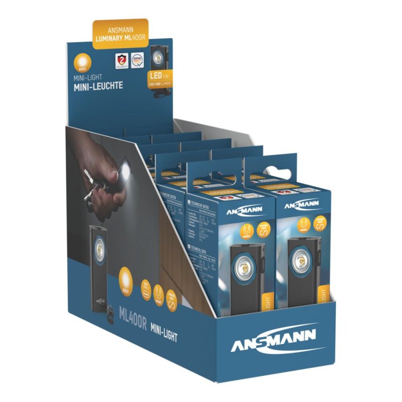 ANSMANN Lampe porte-clés ML400R avec fonction boost, noir