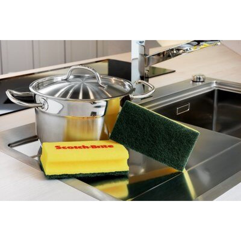 3M CLXNS4 éponge Rectangulaire Vert, Jaune 4 pièce(s)