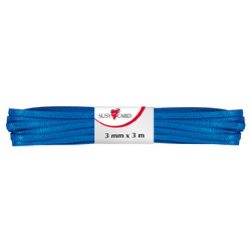 SUSY CARD Ruban cadeau "double satin", 3 mm x 3 m, bleu