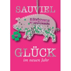 CACTUS Neujahrskarte mit Filzschwein