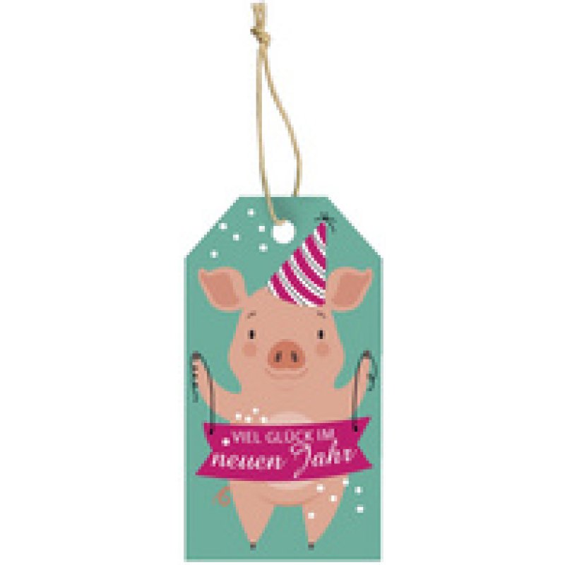 CACTUS Neujahrs-Geschenkanhänger "Partyschwein"