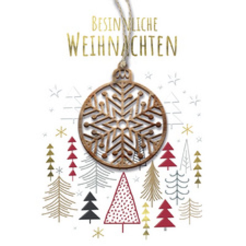 CACTUS Weihnachtskarte "Schneemann", mit Holzapplikation