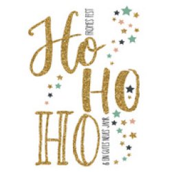 CACTUS Mini-Weihnachtskarte "Ho Ho Ho", mit Glimmer