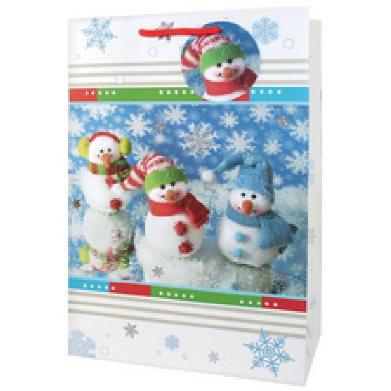 CACTUS Sac cadeau de Noël "3 bonshommes de neige", grand