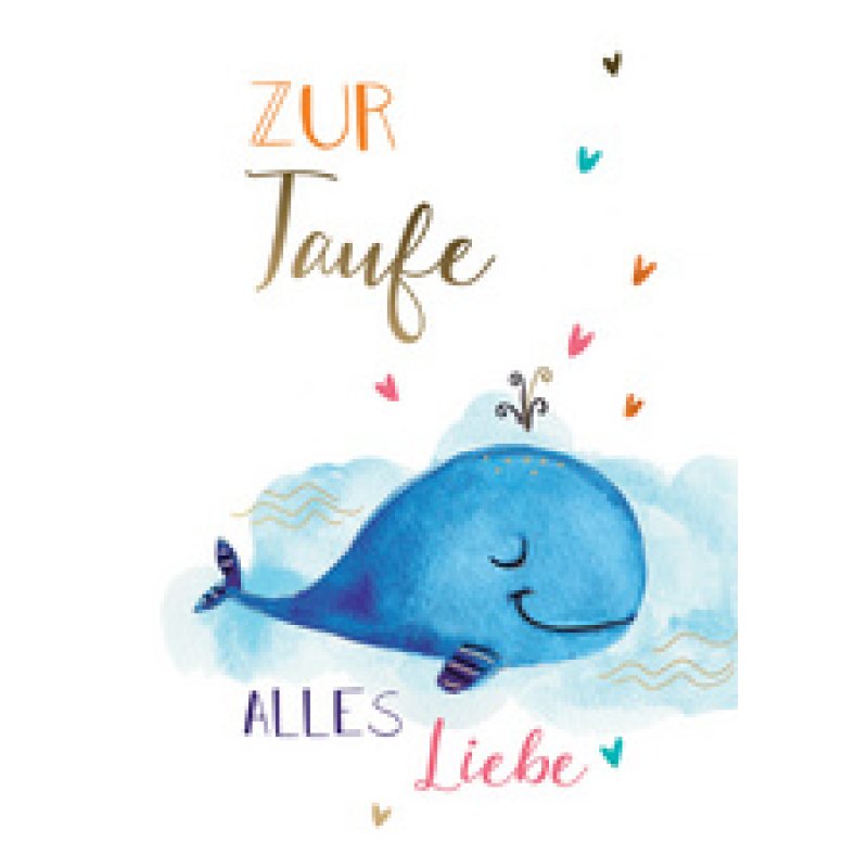 CACTUS Taufkarte "Blauer Wal"