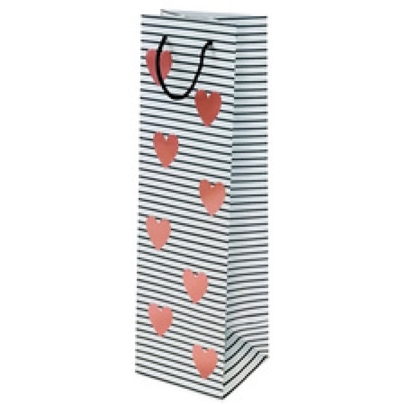 SUSY CARD Sac cadeau pour bouteille "Coeurs", 1 bouteille