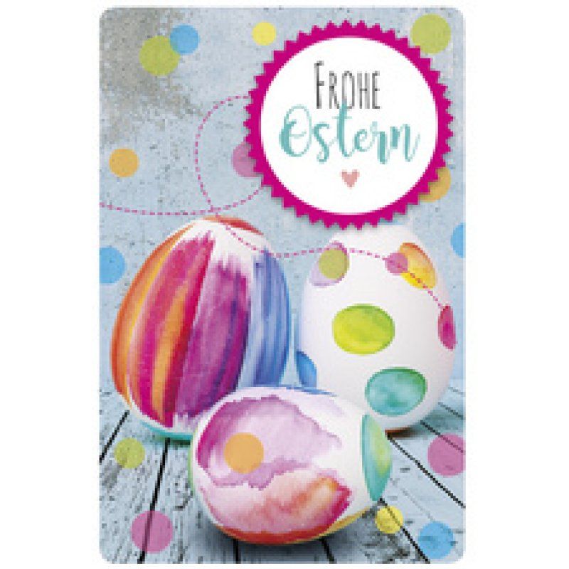 SUSY CARD Oster-Grußkarte "Bunte Eier auf Holzbrett"