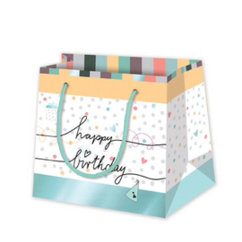 SUSY CARD Sac cadeau "Happy Eco B-day Typo", petit