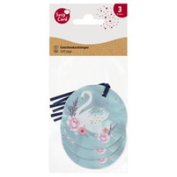 SUSY CARD Etiquette cadeau rond "Swan lake dark blue"